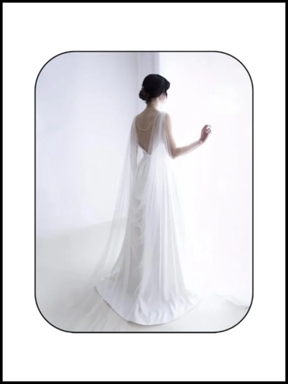 Bridal Cape Pearl Wedding Veil Cathedral Shawl Long Tulle Wrap for Bride